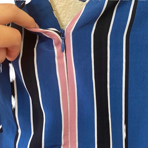 1901 Blue Multi-Color Stripe Wide Leg Cropped Jumpsuit - Picture 10 of 11